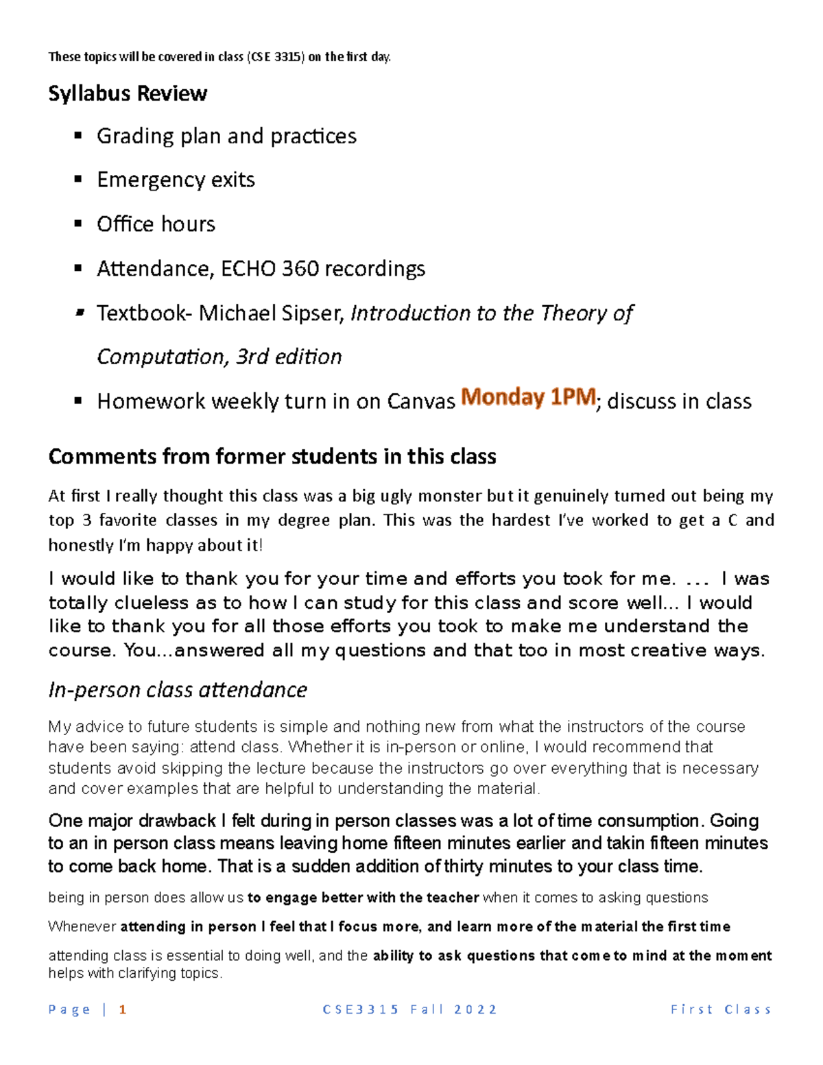 CSE 3315 - Fall 2022 Lecture Notes & Recommendations - Studocu