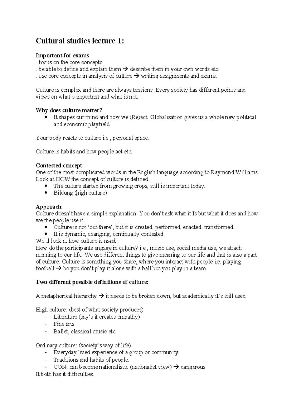CULT 101: Cultural Studies Lecture Notes - Key Concepts & Theories ...