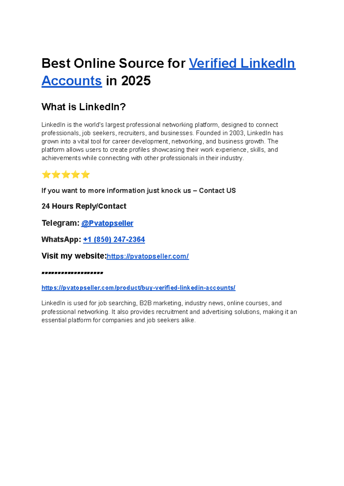Best Online Source for Verified Linked In Accounts in 2025 - Founded in ...