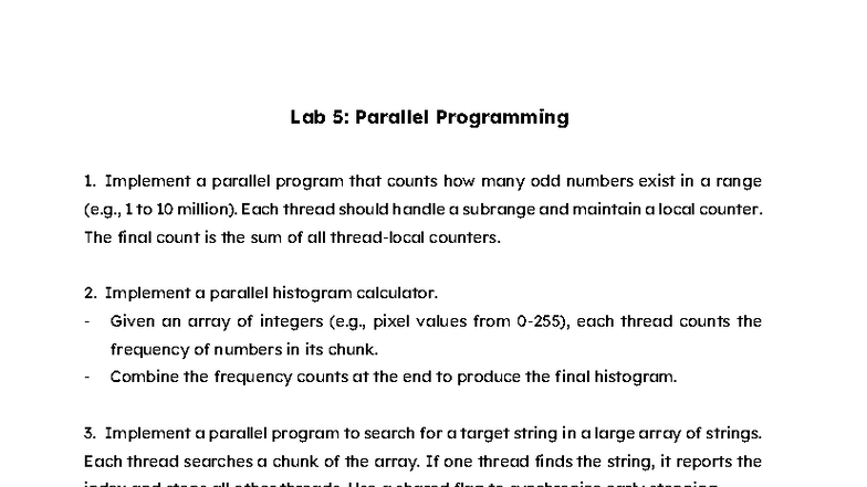 Lab 5: Parallel Programming Techniques (ELT 3296) - Studocu