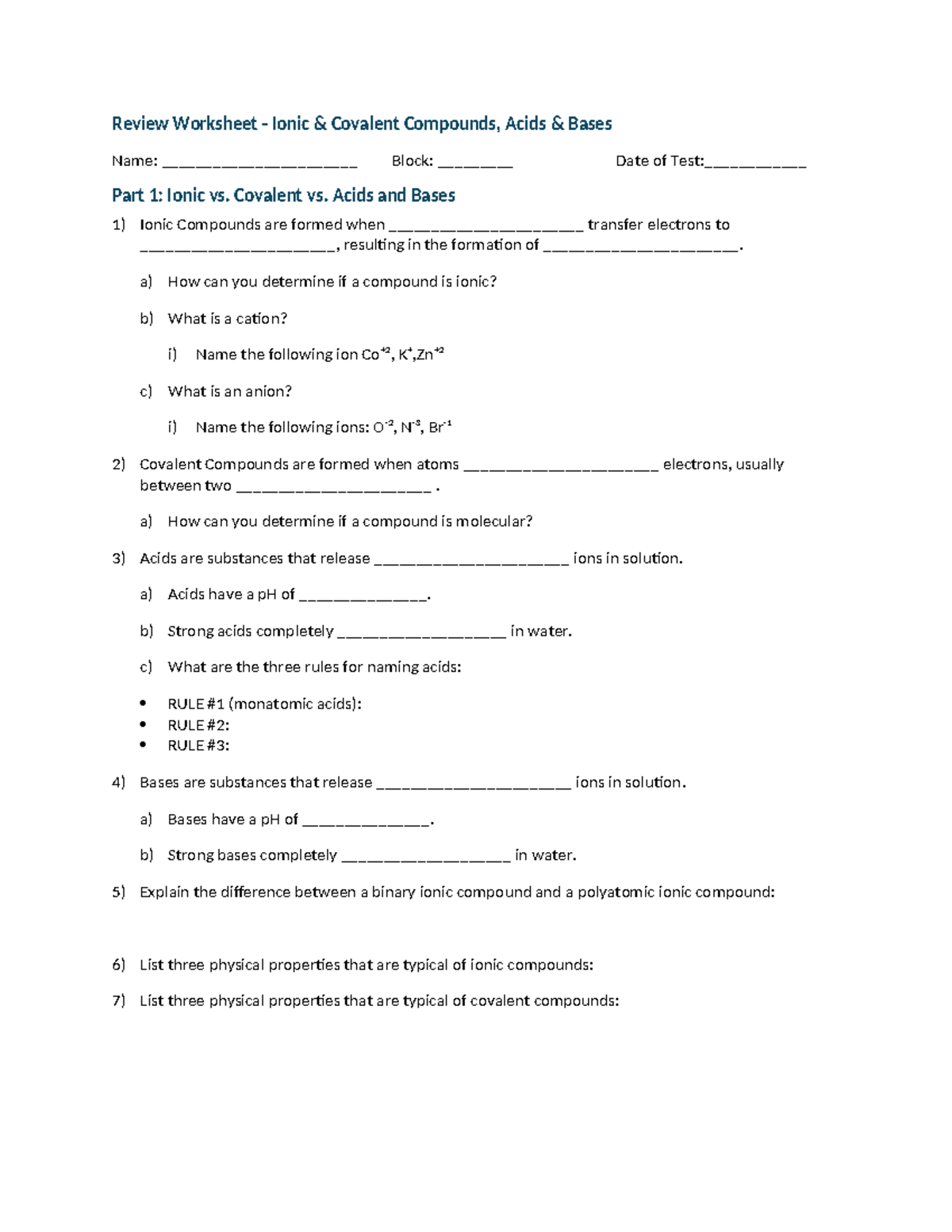 Ionic and Covalent Compounds Review Worksheet - Part 1 \u0026 2 - Studocu, image size:1200x1553