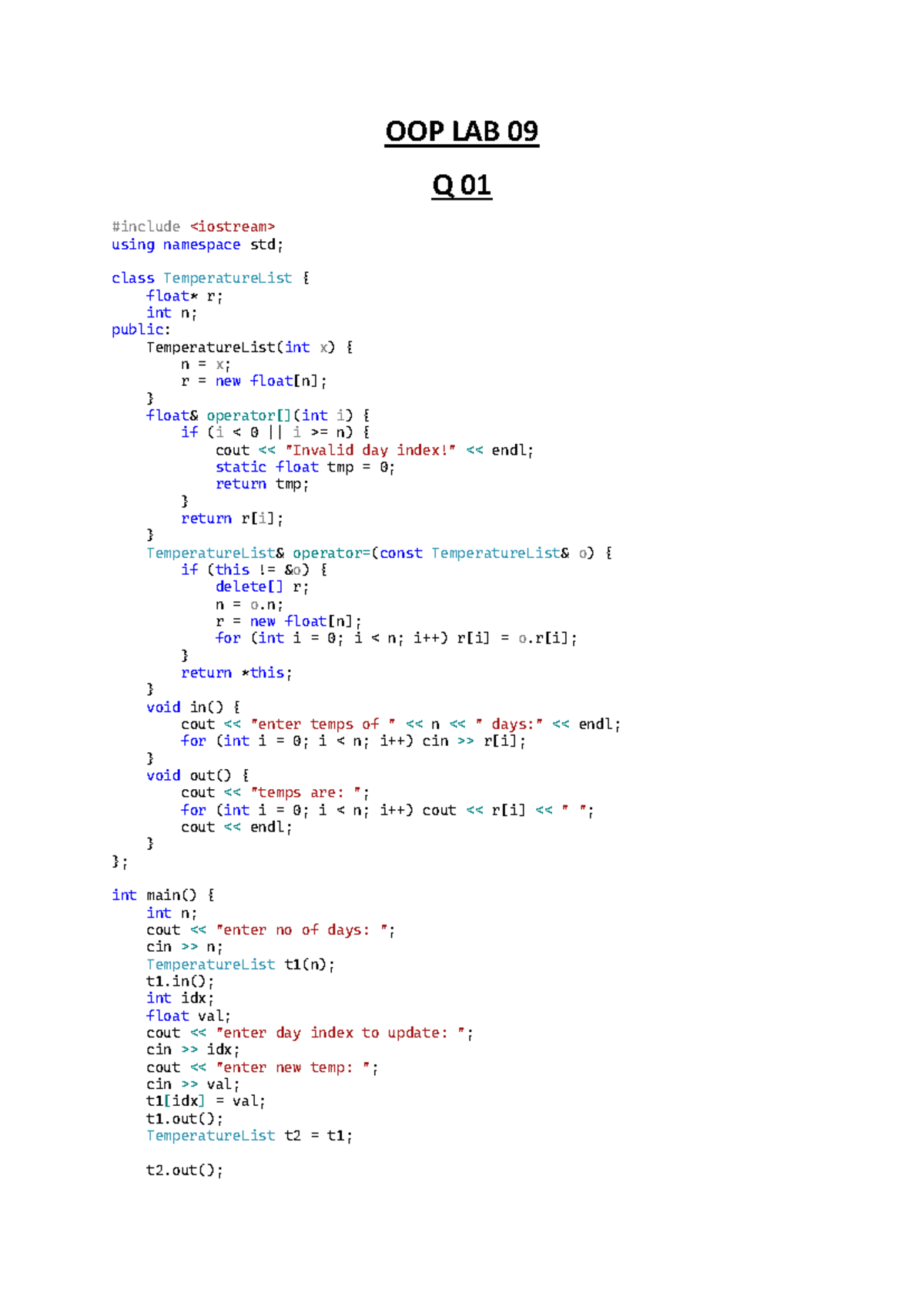 OOP LAB 09: Practice Tasks and Code Examples - Studocu