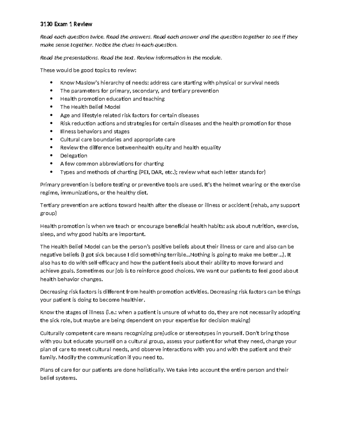 3130 Exam 1 Review Guide: Key Concepts and Strategies for Success - Studocu