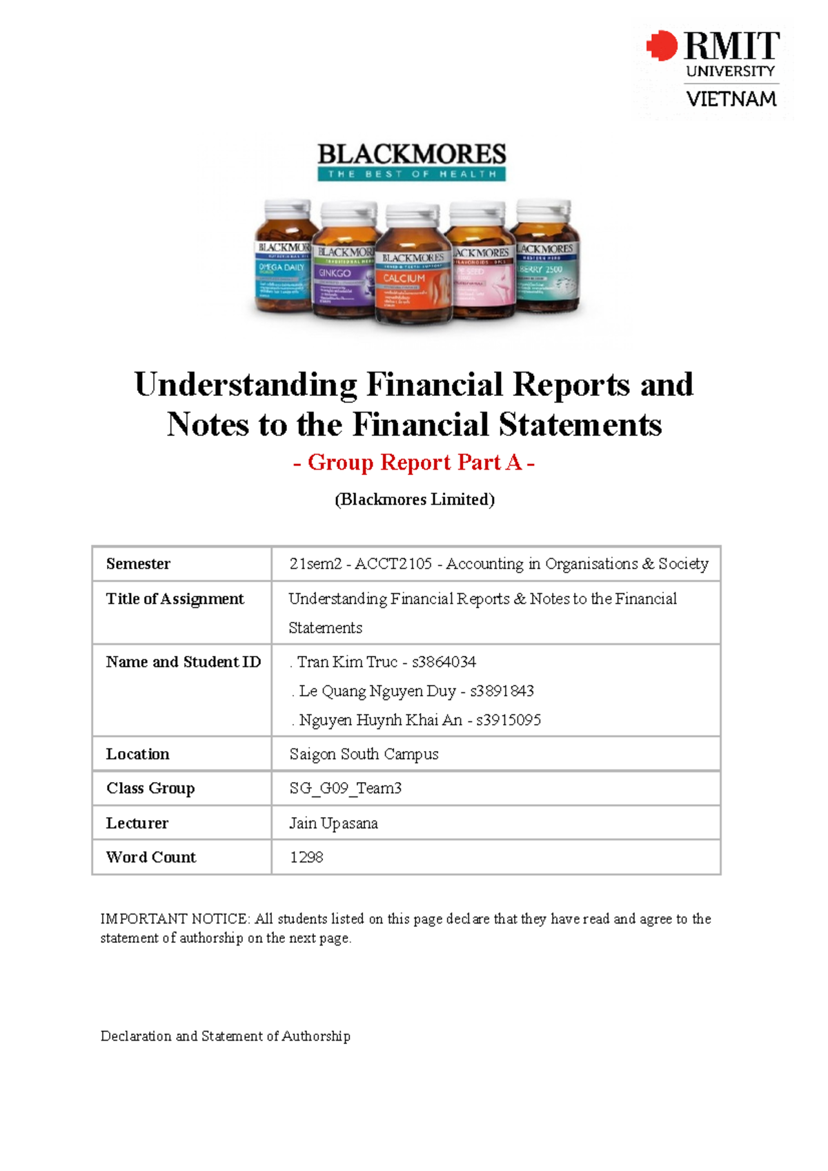ACCT Financial Statement Analysis Report - Understanding Financial ...