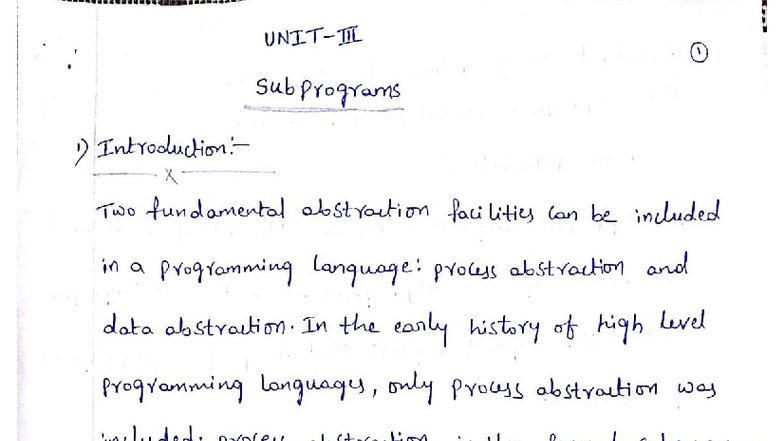 PPL UNIT-3 Notes - R22: Understanding Subprograms and Their Functions ...
