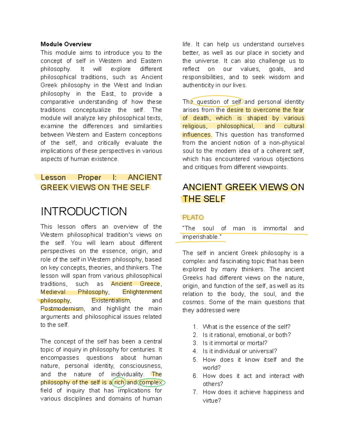 PHIL 101: Understanding the Self in Western and Eastern Philosophy ...