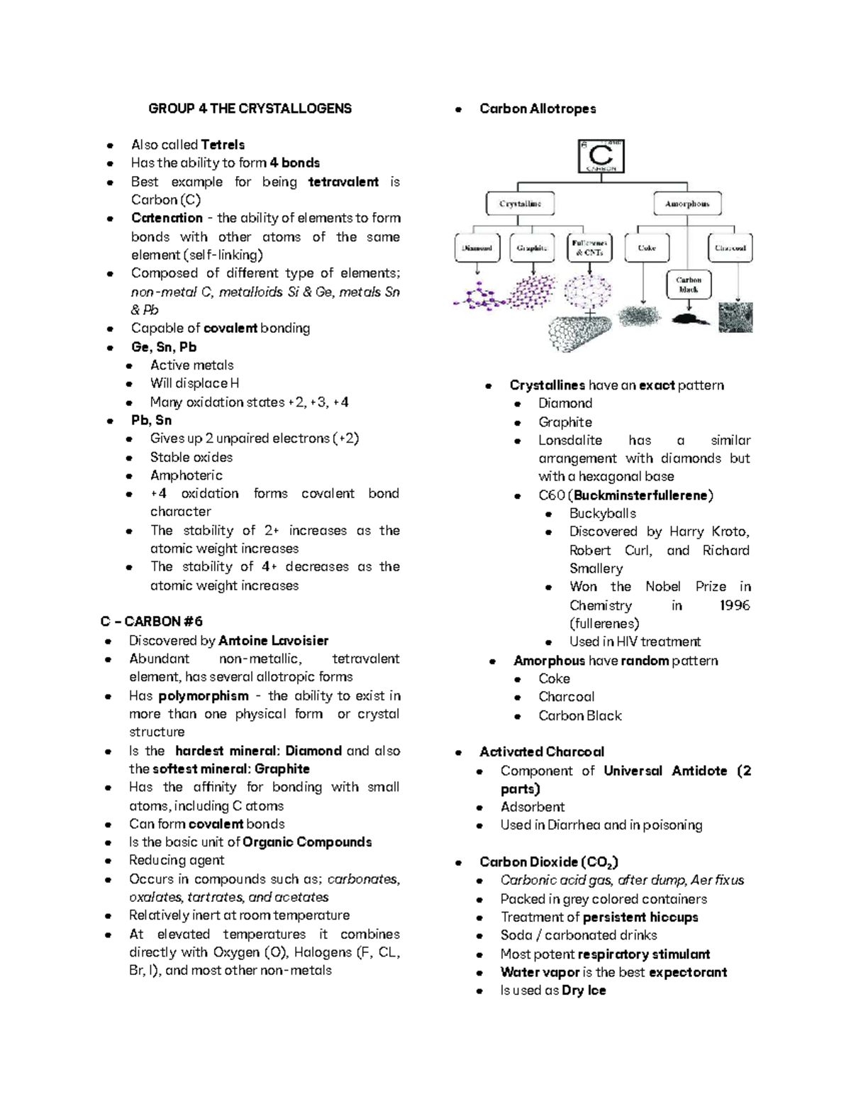 PCQA IVA and IVB: Group 4 Elements and Their Properties - Studocu
