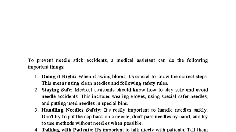 Medical Assistant Guidelines: Drawing Blood & Preventing Needle ...