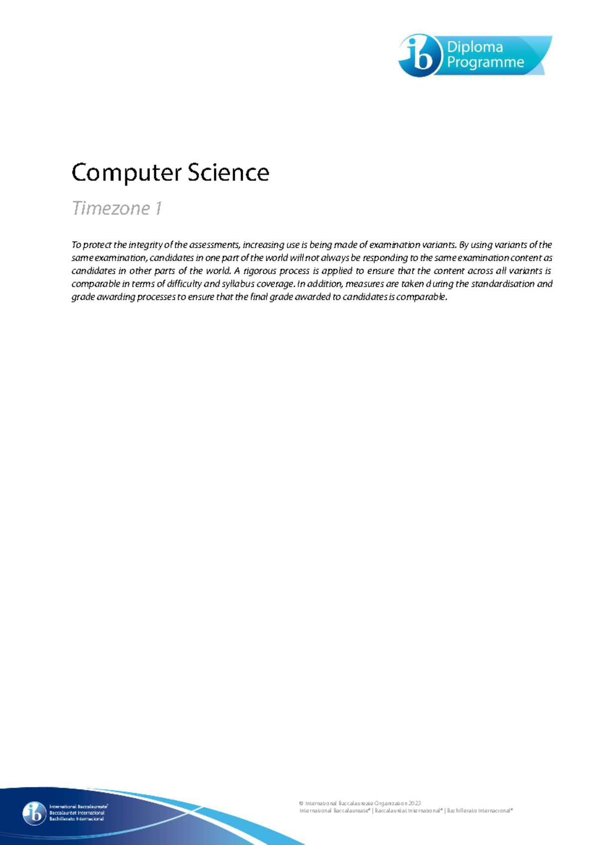 Computer Science Subject Report M23 TZ1: Assessment Insights and ...