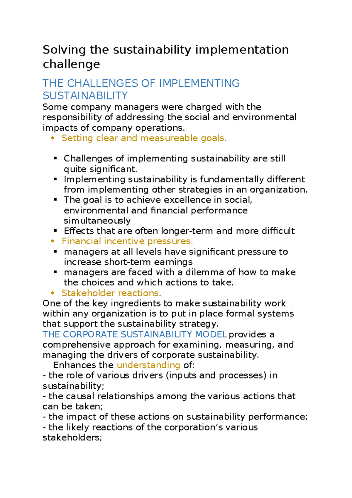 Reading 2 - ksndjcd - Solving the sustainability implementation ...