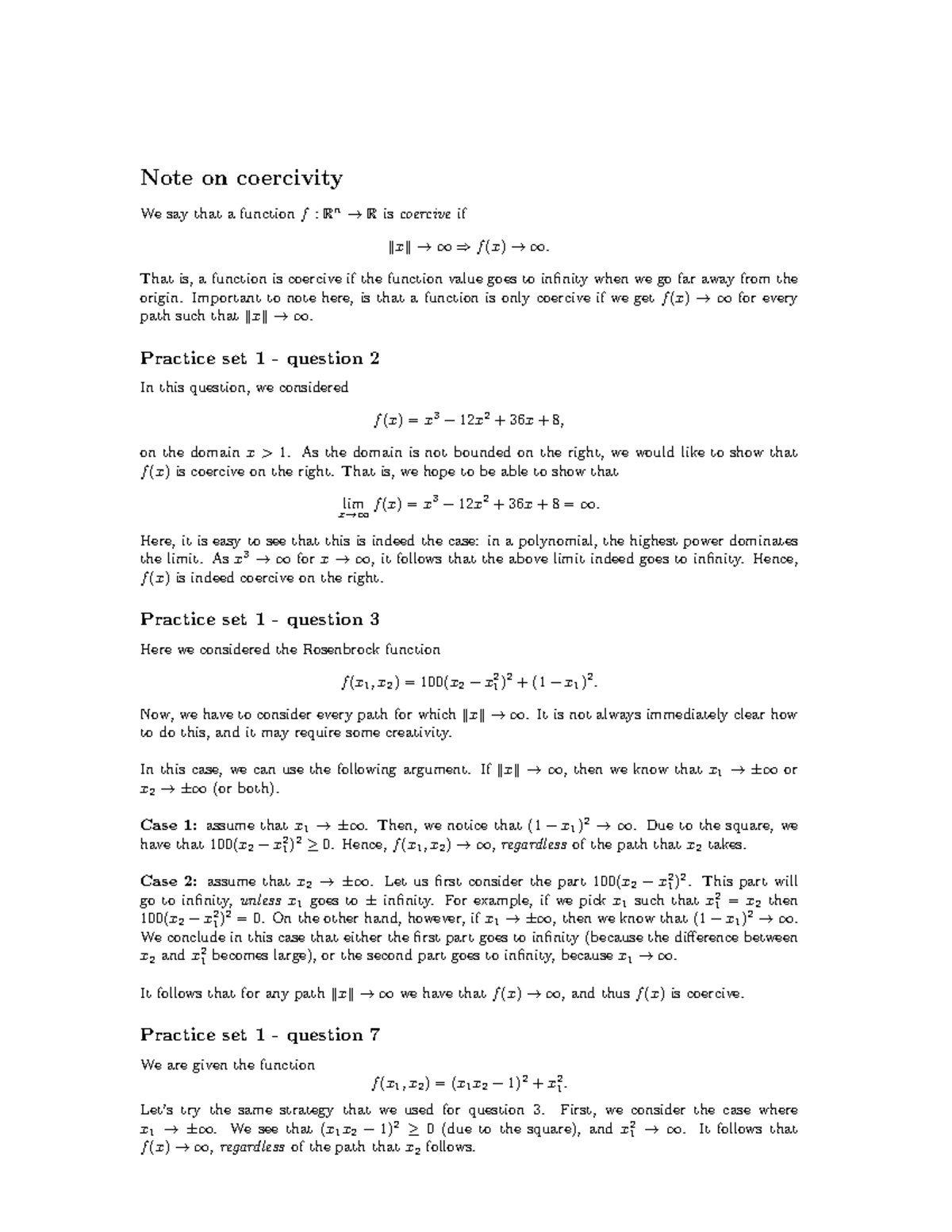 Coercivity Analysis - Lecture Notes for Math 101 - Studeersnel