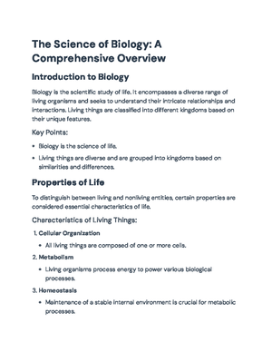 BIO 101 - Comprehensive Study Guide for First Test: Key Terms ...