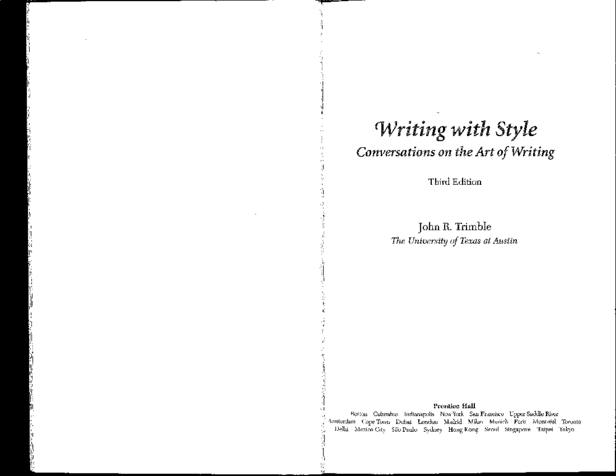 Writing with Style: Insights from Trimble's Third Edition - Studocu