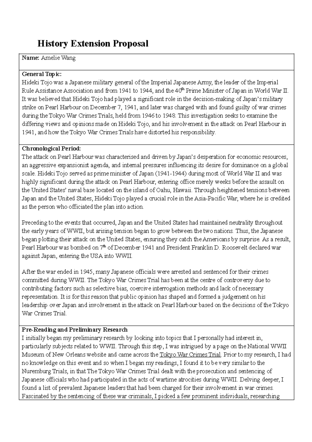HEXT 2023: History Extension Proposal on Hideki Tojo’s Role in WWII ...