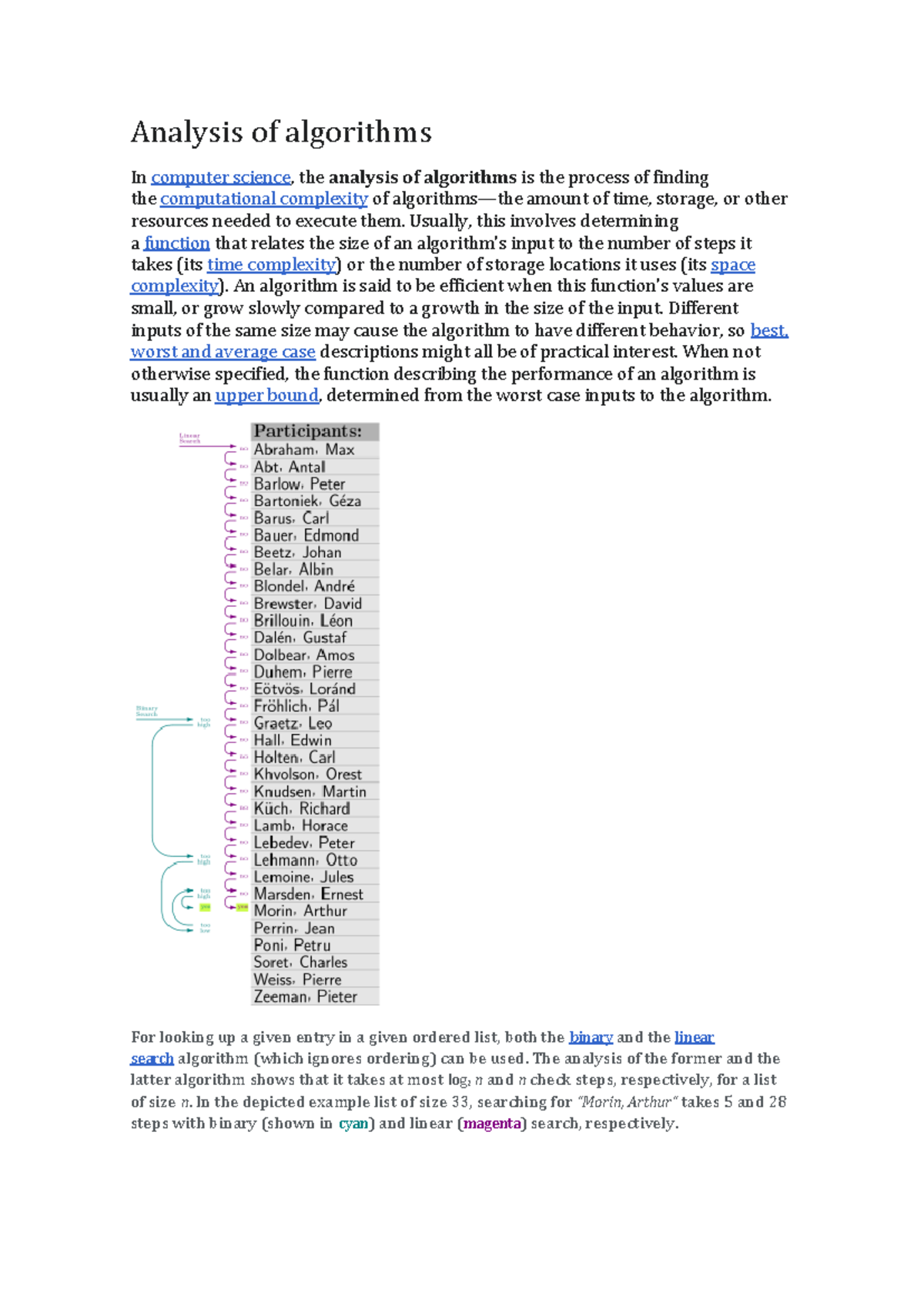 Analysis of algorithms - Usually, this involves determining a function ...