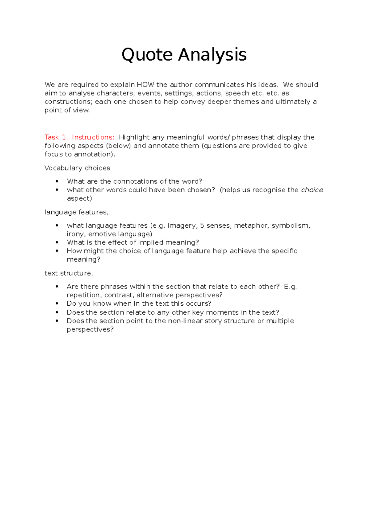 Quote Analysis - very good efaegaegaeg - Quote Analysis We are required ...