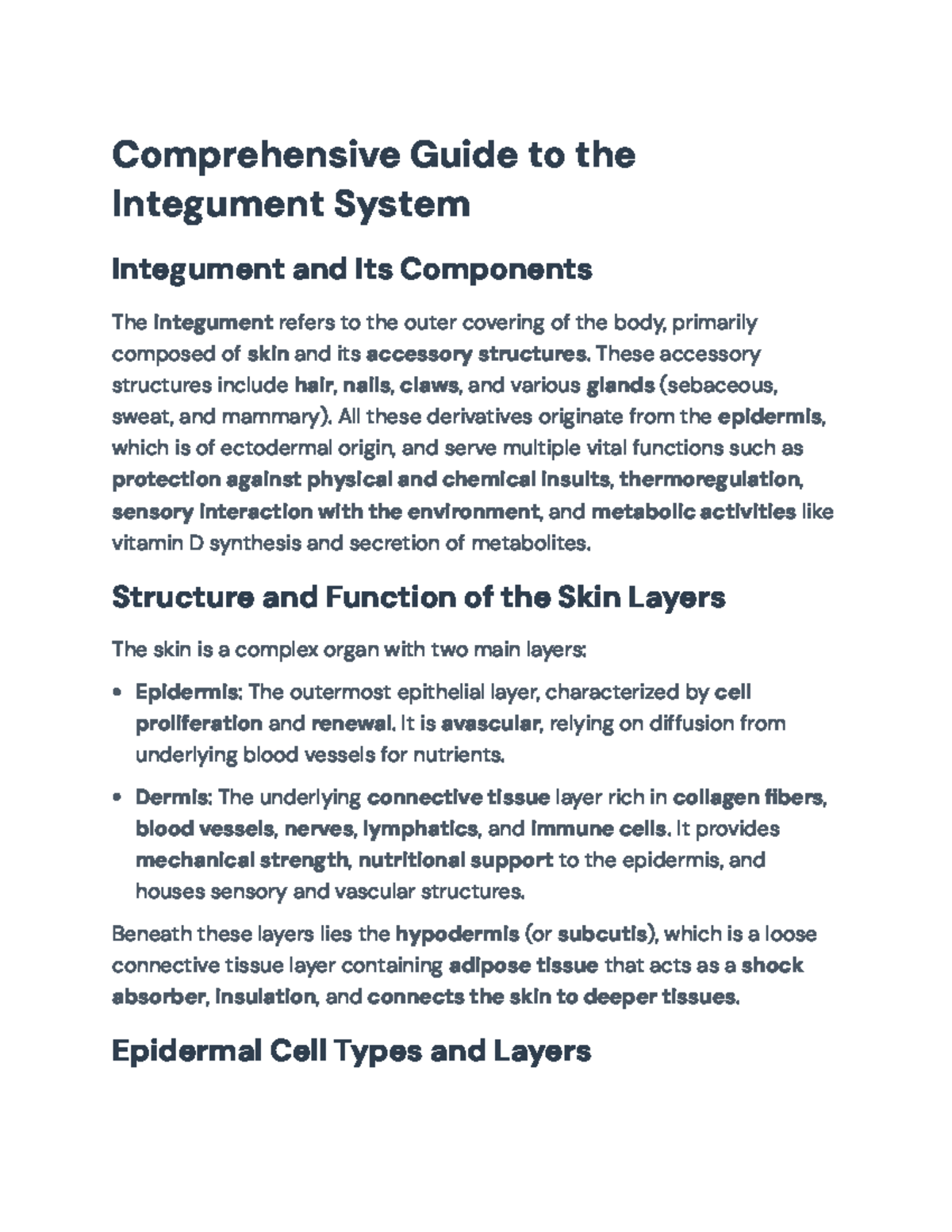 Comprehensive Guide to the Integument System: Structure & Function ...