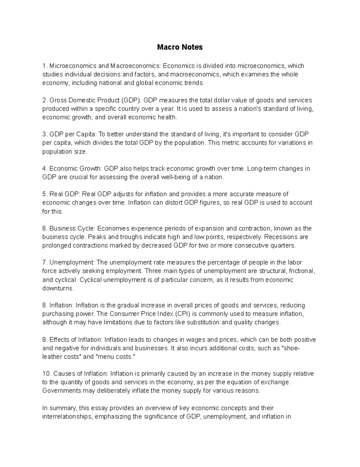 Principles of Macroeconomics Summary: Chap 6, 7, & 8 Insights - Studocu