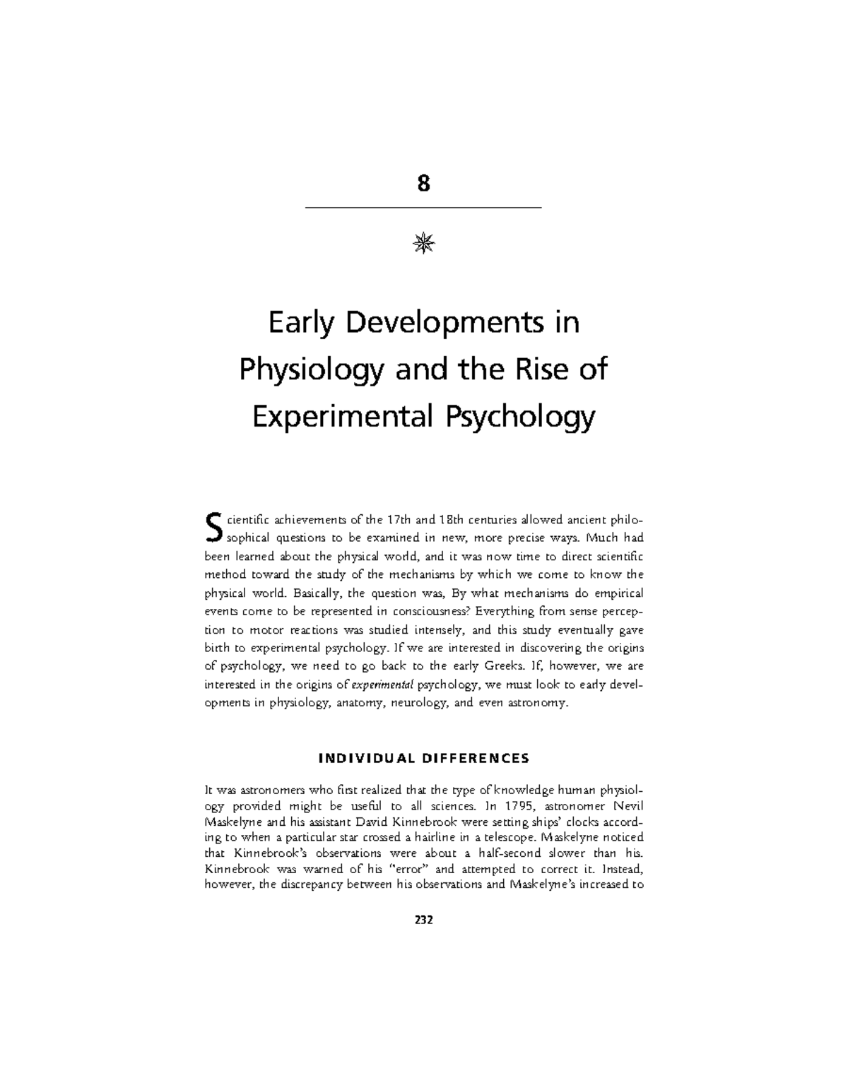 Exp psychology his - notes - 8 Early Developments in Physiology and the ...