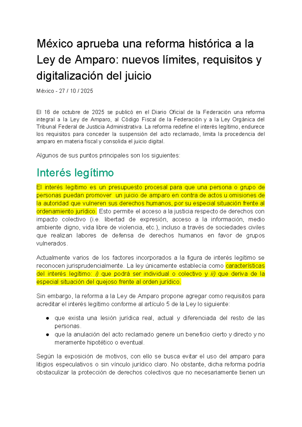 Reforma a la Ley de Amparo en México: Nuevos Límites y Digitalización ...
