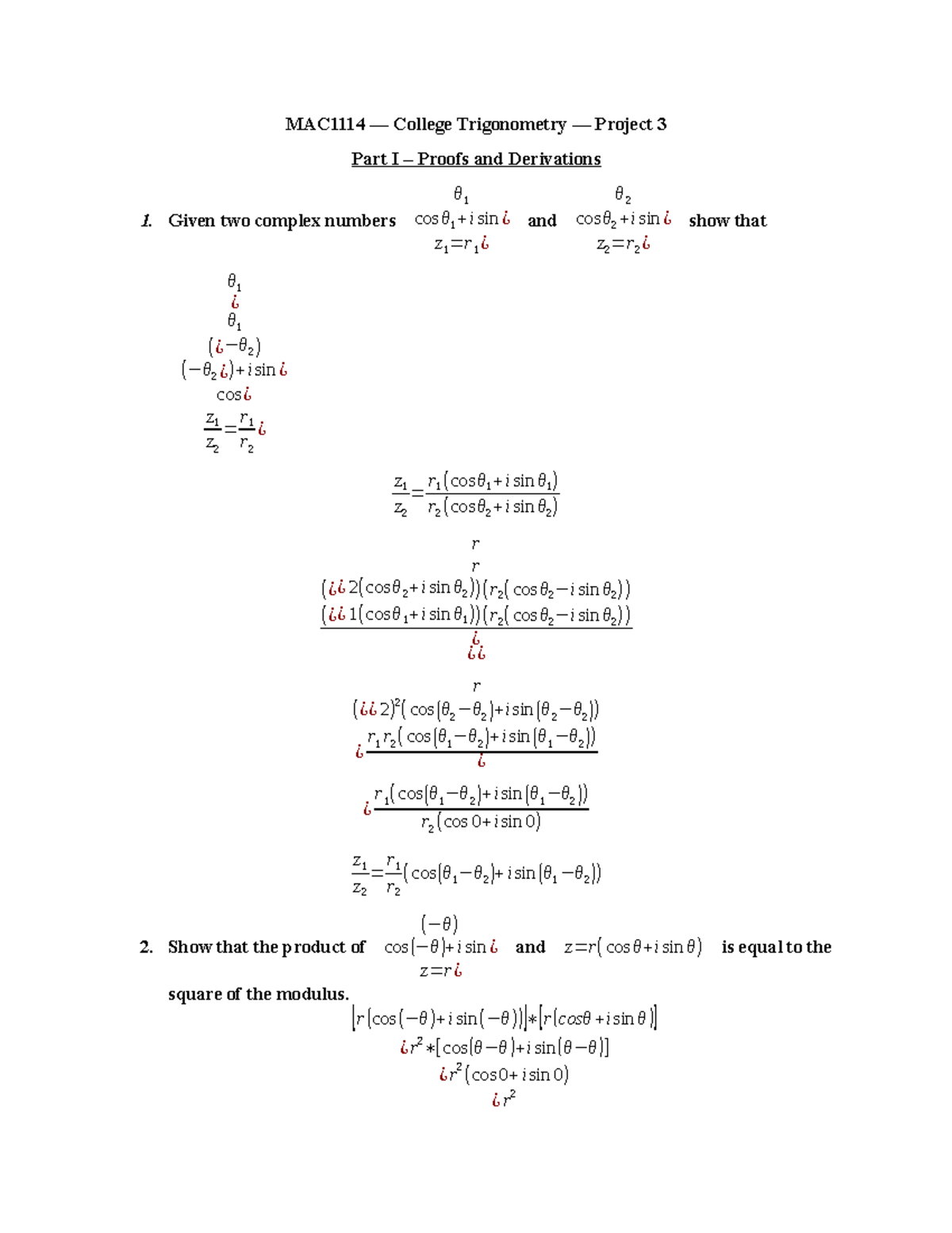Trigonometry Project #3: Proofs and Concepts Analysis - Studocu