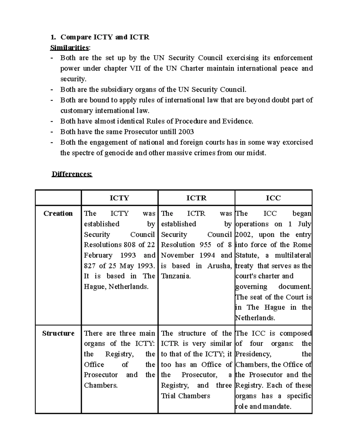 International Criminal Law: An Overview of ICL, ICTY, ICTR & ICC - Studocu