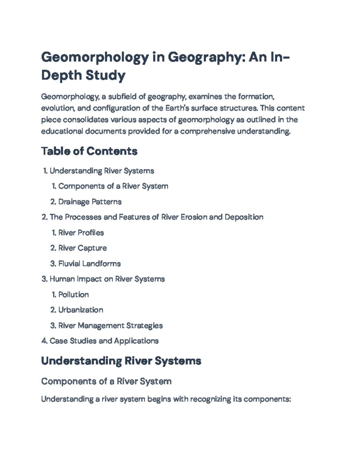 Geomorphology in Geography: An In-Depth Study of River Systems ...