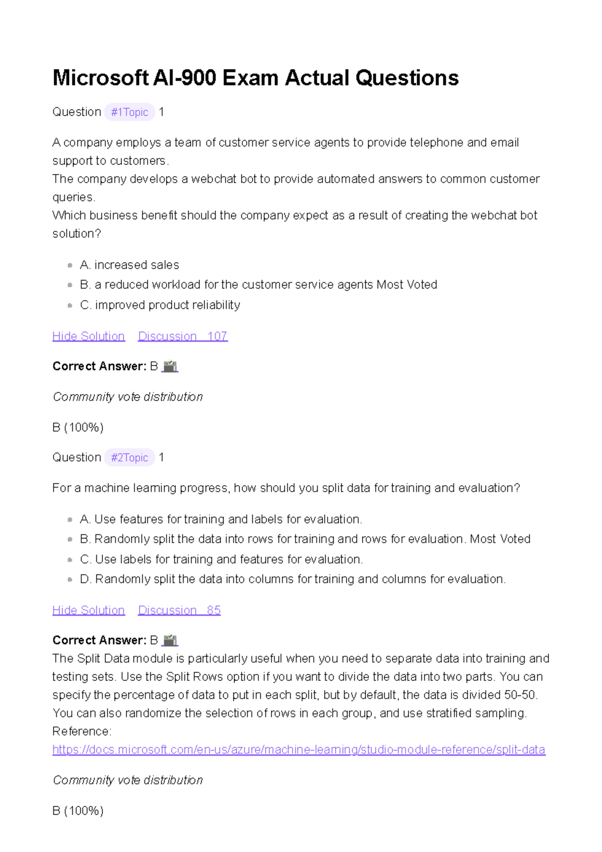 Microsoft AI-900 Exam: Actual Questions &amp; Model Principles Insights - Studocu