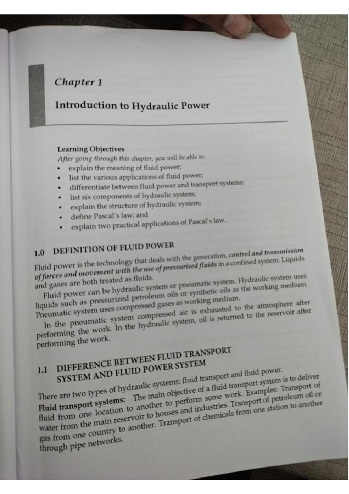 Chapter 1: Introduction to Hydraulic Power (802098168) - Key Concepts ...