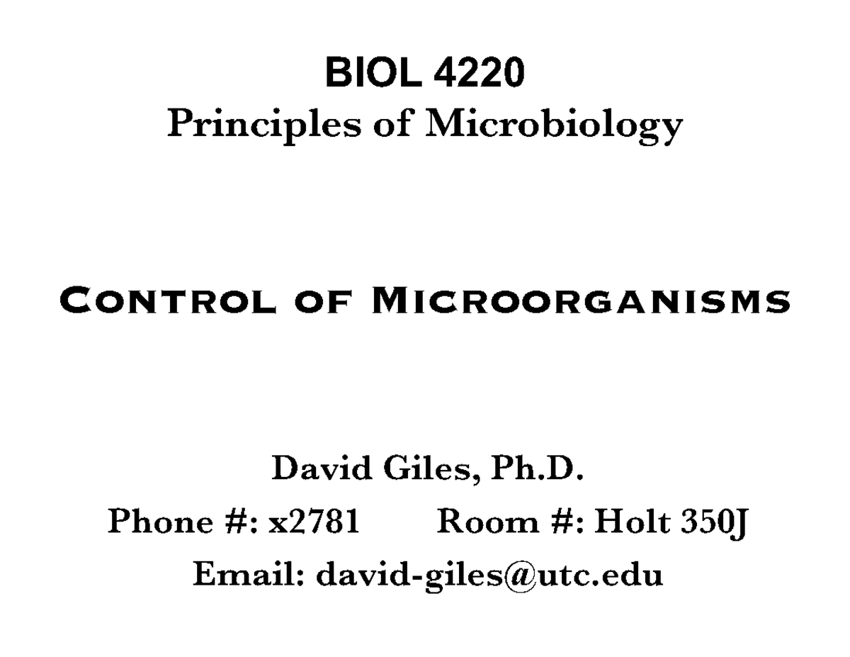 Microbial Control and Antibiotic Resistance - BIOL 4220 Lecture Notes ...