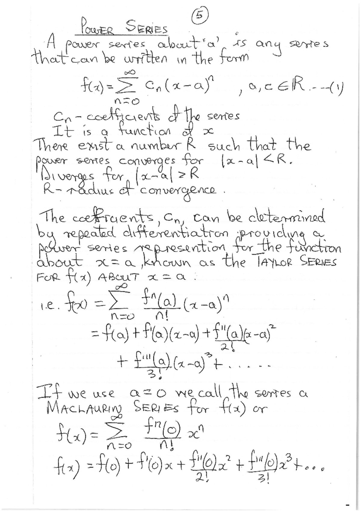 Power Series: Maclaurin and Taylor Series Explained (Pg 5-8) - Studocu
