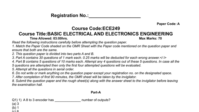 Ece249 A Basic Electrical Electronics Engineering Practice Exam