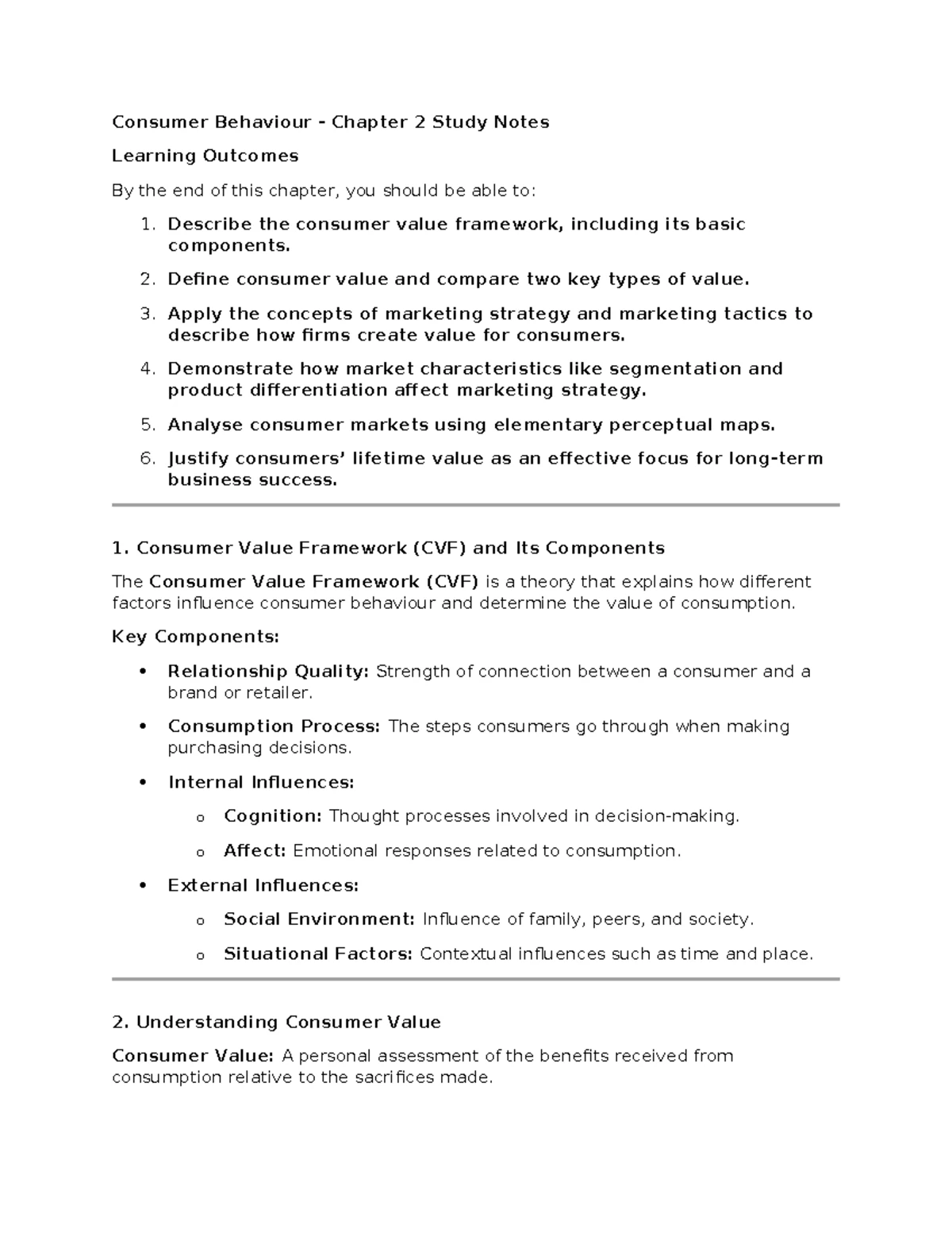 BEM 212 Consumer Behaviour Chapter 1 Study Notes and Key Concepts - Studocu