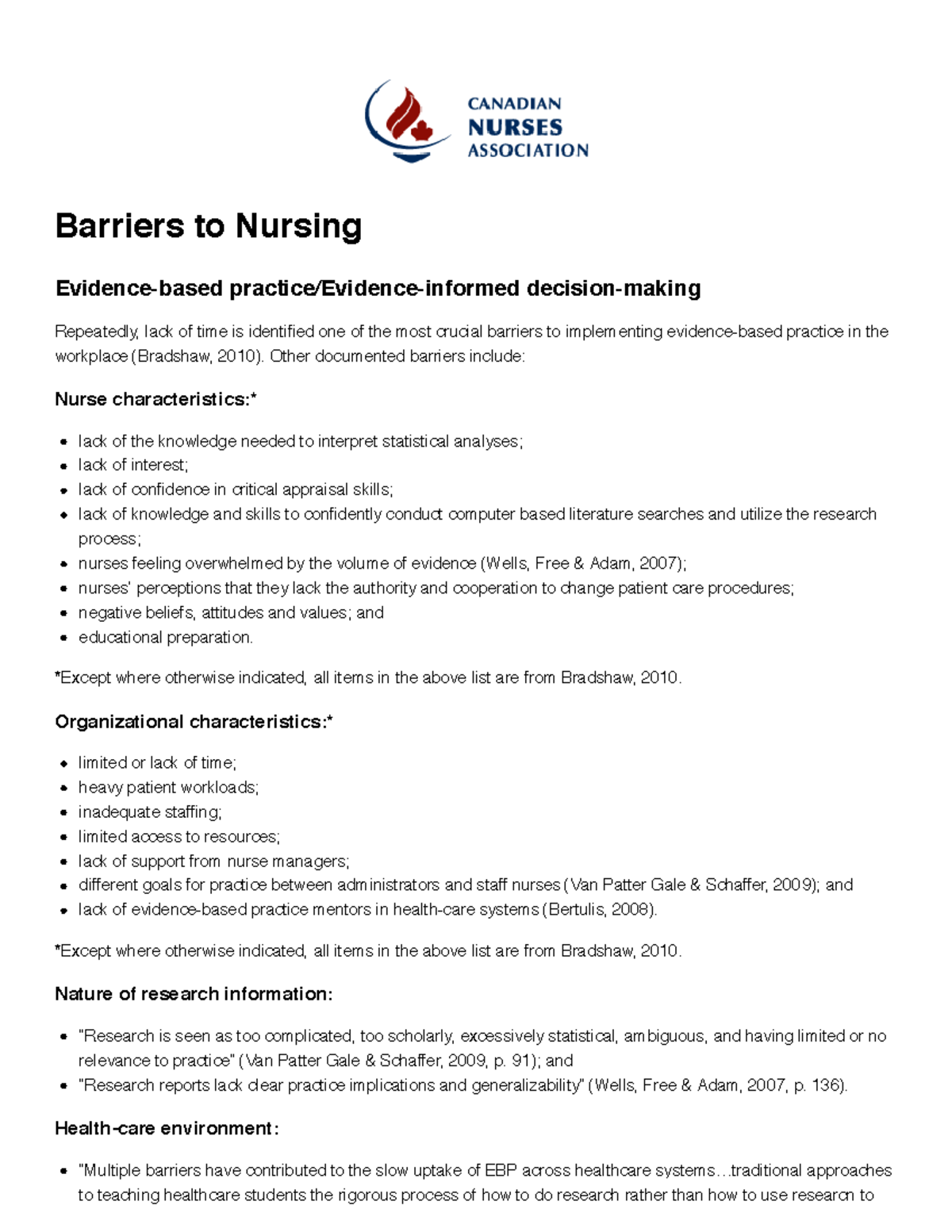 Barriers to Evidence Based Nursing - 3/19/2019 Barriers to Nursing ...