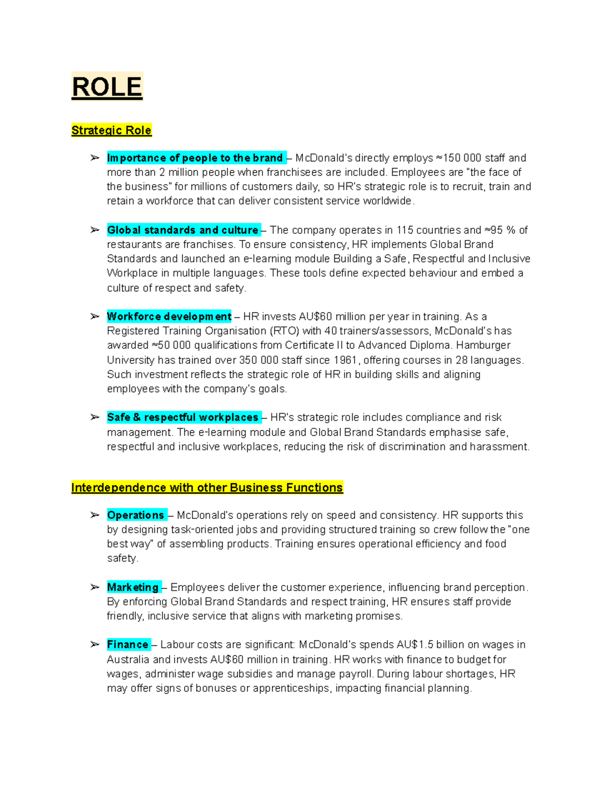 Business Studies CASE Studies: Strategic HR Role in Global Operations ...