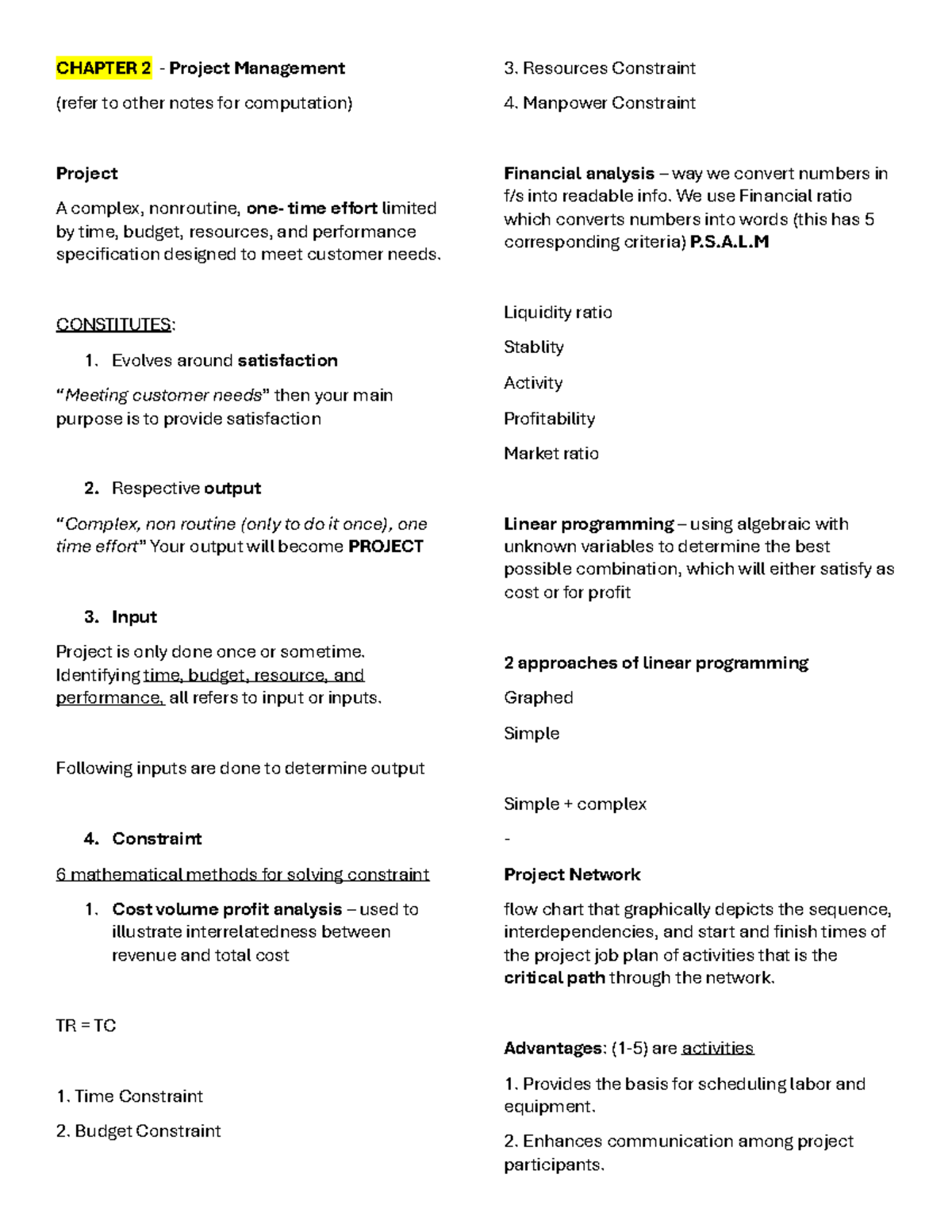 Chapter 2 - Project Management Lecture Notes (PM 3) - Studocu