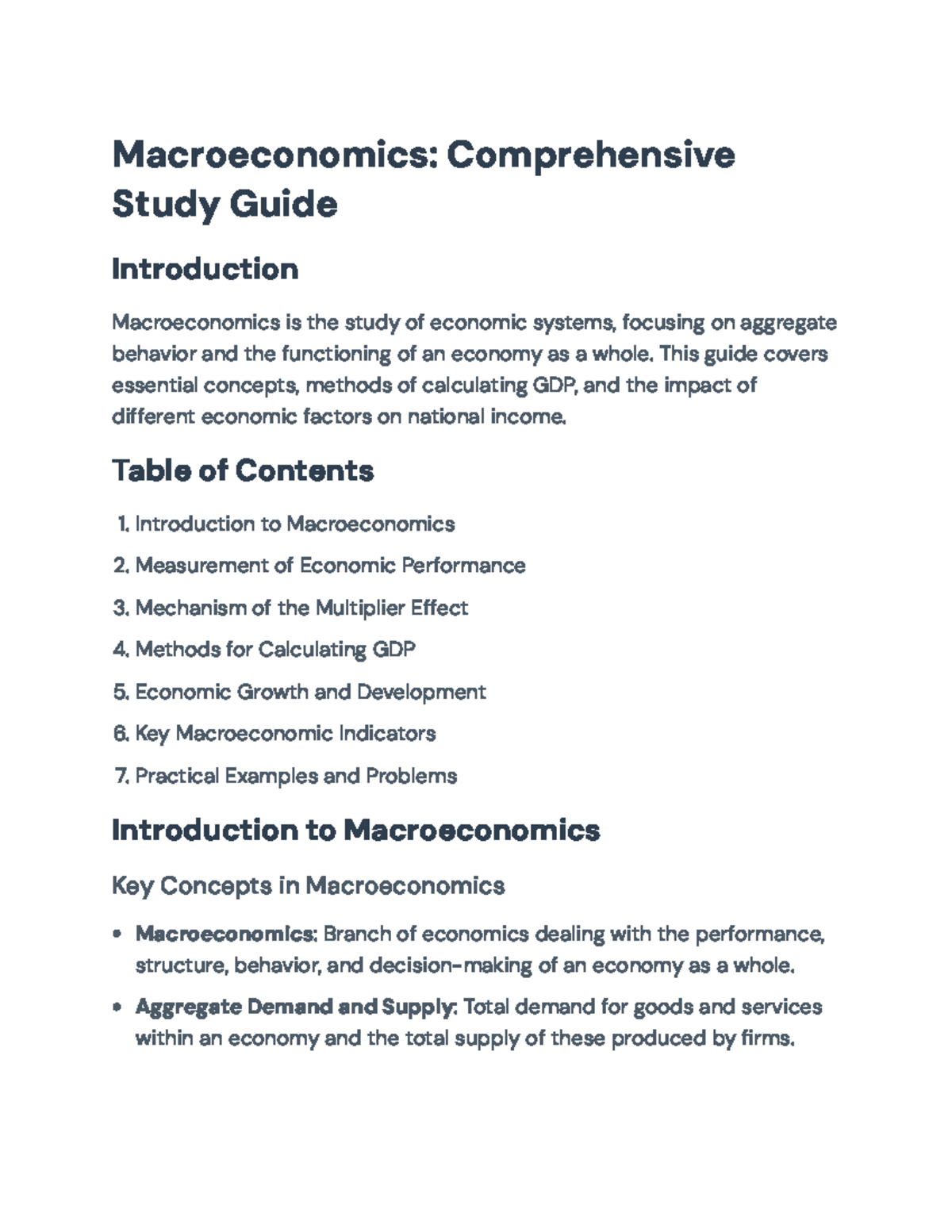 Macroeconomics Study Guide: Key Concepts and GDP Calculations ...