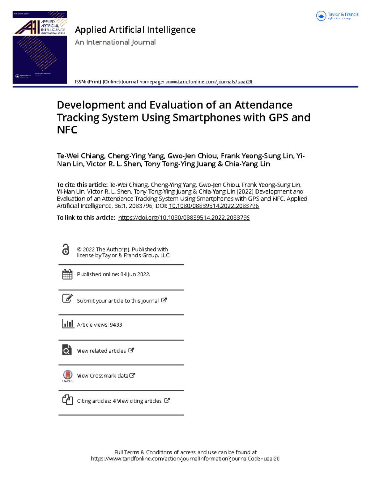 Development and Evaluation of an Attendance Tracking System Using ...