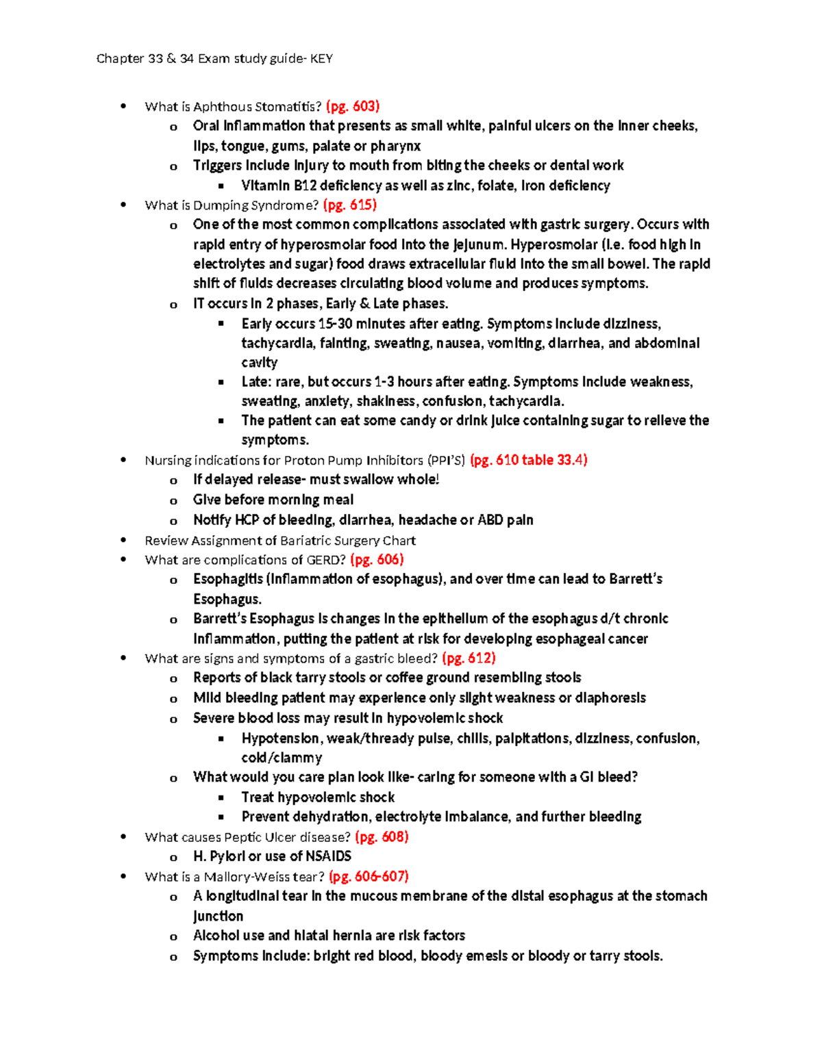 Chapter 33 & 34 Exam Study KEY: GI Disorders & Nursing Care Insights ...