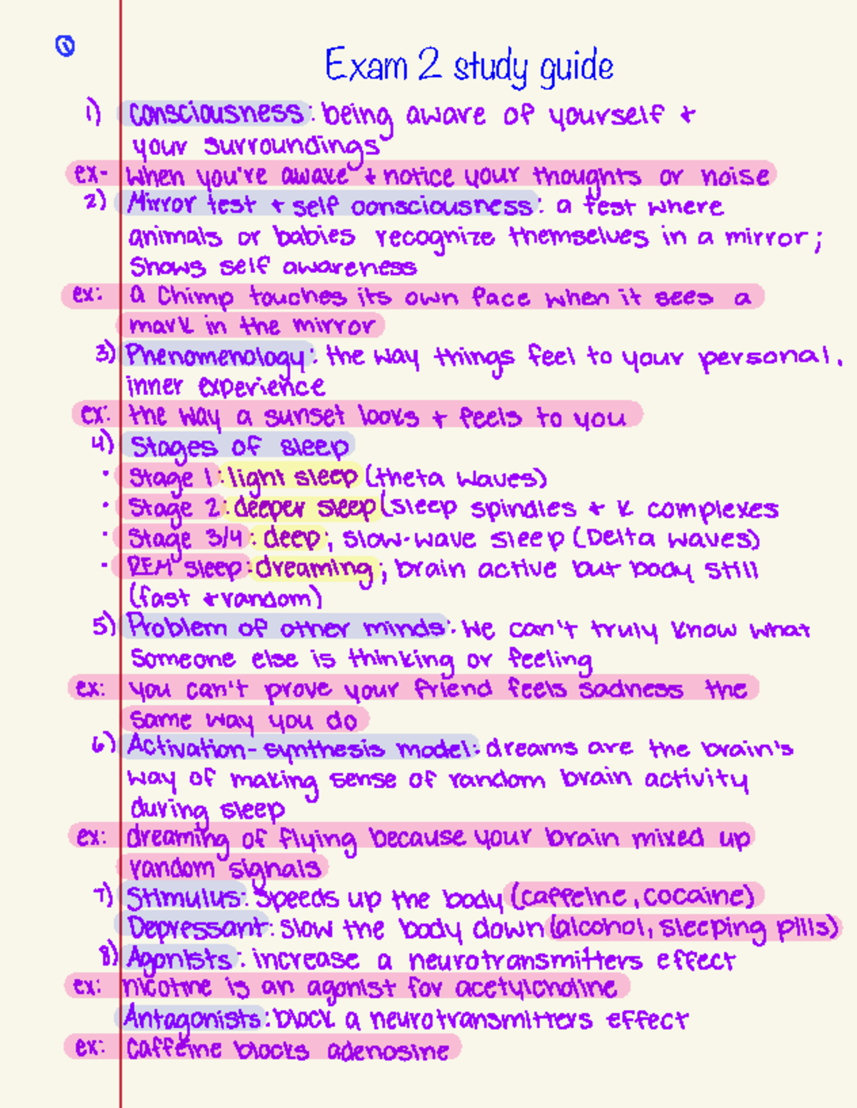 Psychology Quiz Study Guide: Consciousness and Sleep Stages - Studocu