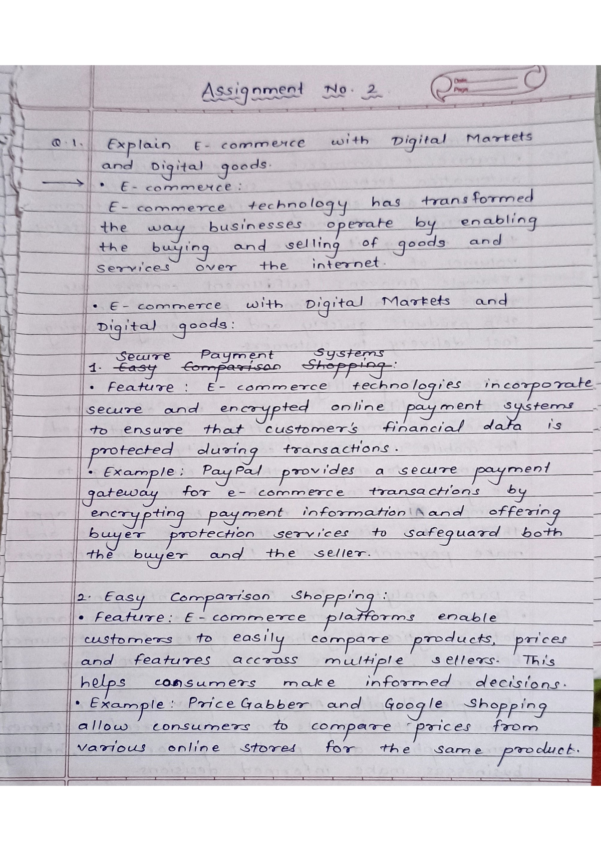 Mis assignment 2 - Date Assignment No. 2 Page Q. Explain commerce with ...