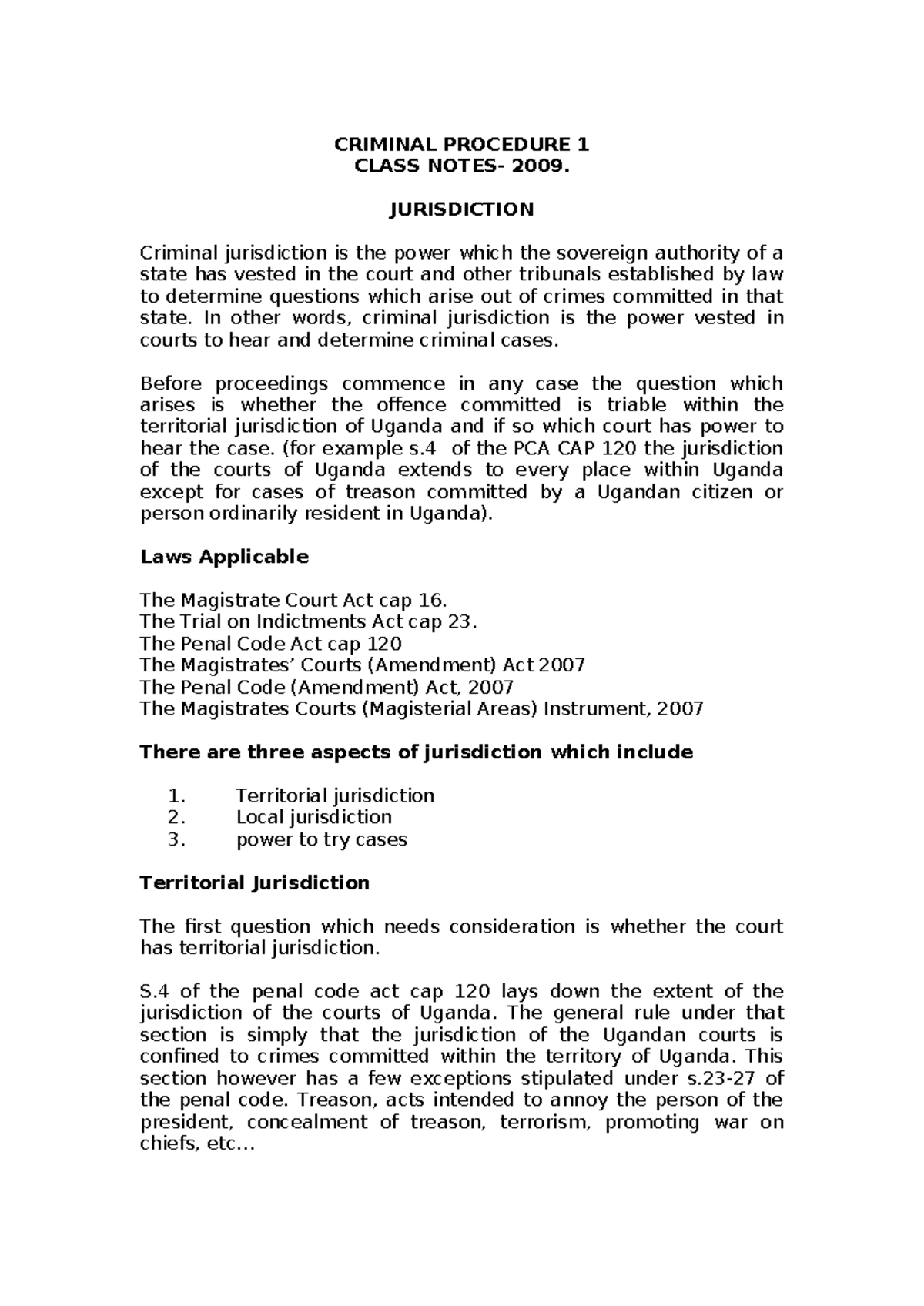 Jurisdiction and Extradition in Criminal Law - CRIMINAL PROCEDURE 1 ...