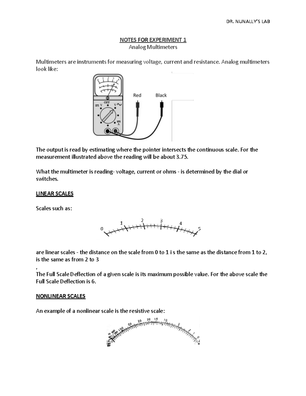 ENGR 126 LAB 1 - DR. NUNALLY’S LAB NOTES FOR EXPERIMENT 1 Analog ...