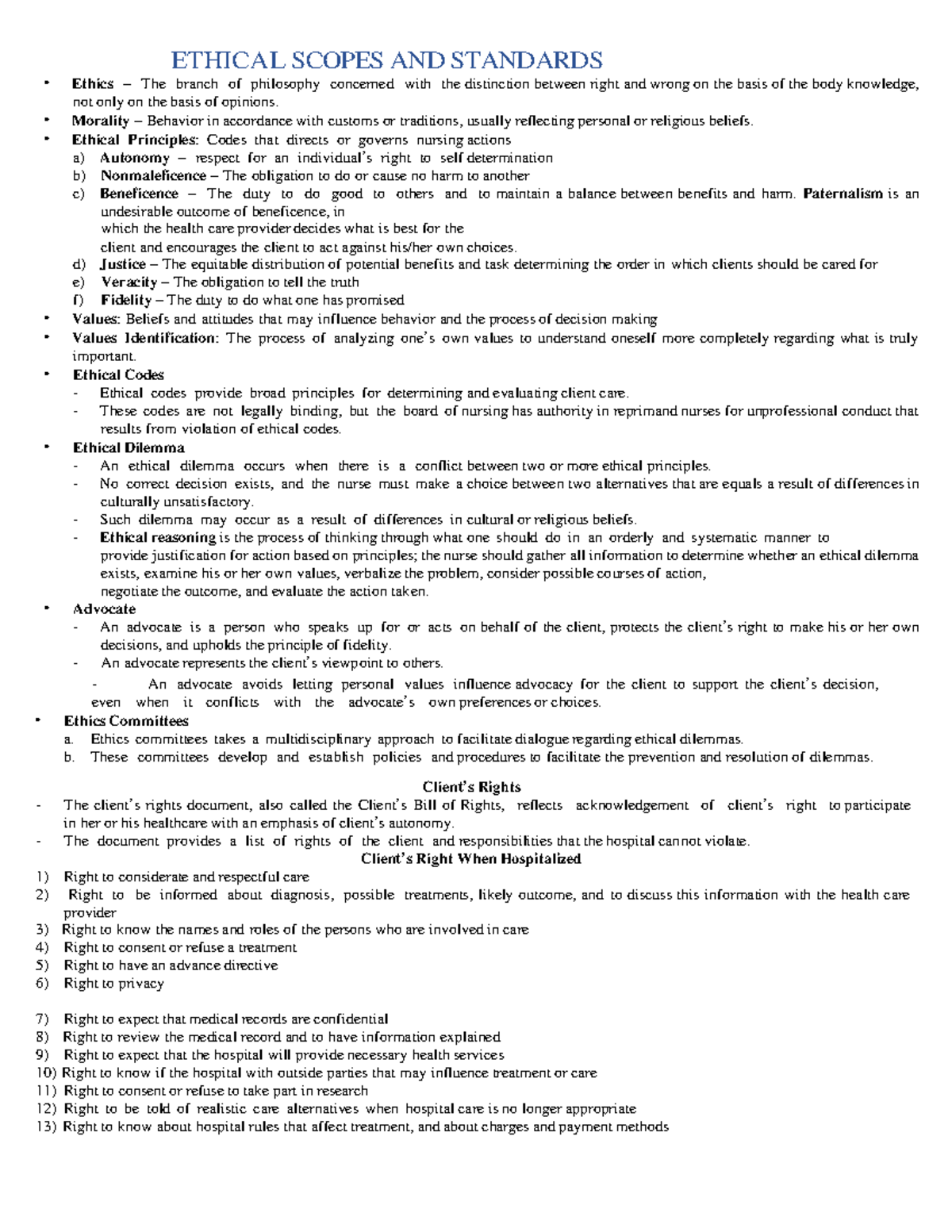 Ethical Scopes AND Standards - ETHICAL SCOPES AND STANDARDSSCOPE AND ...