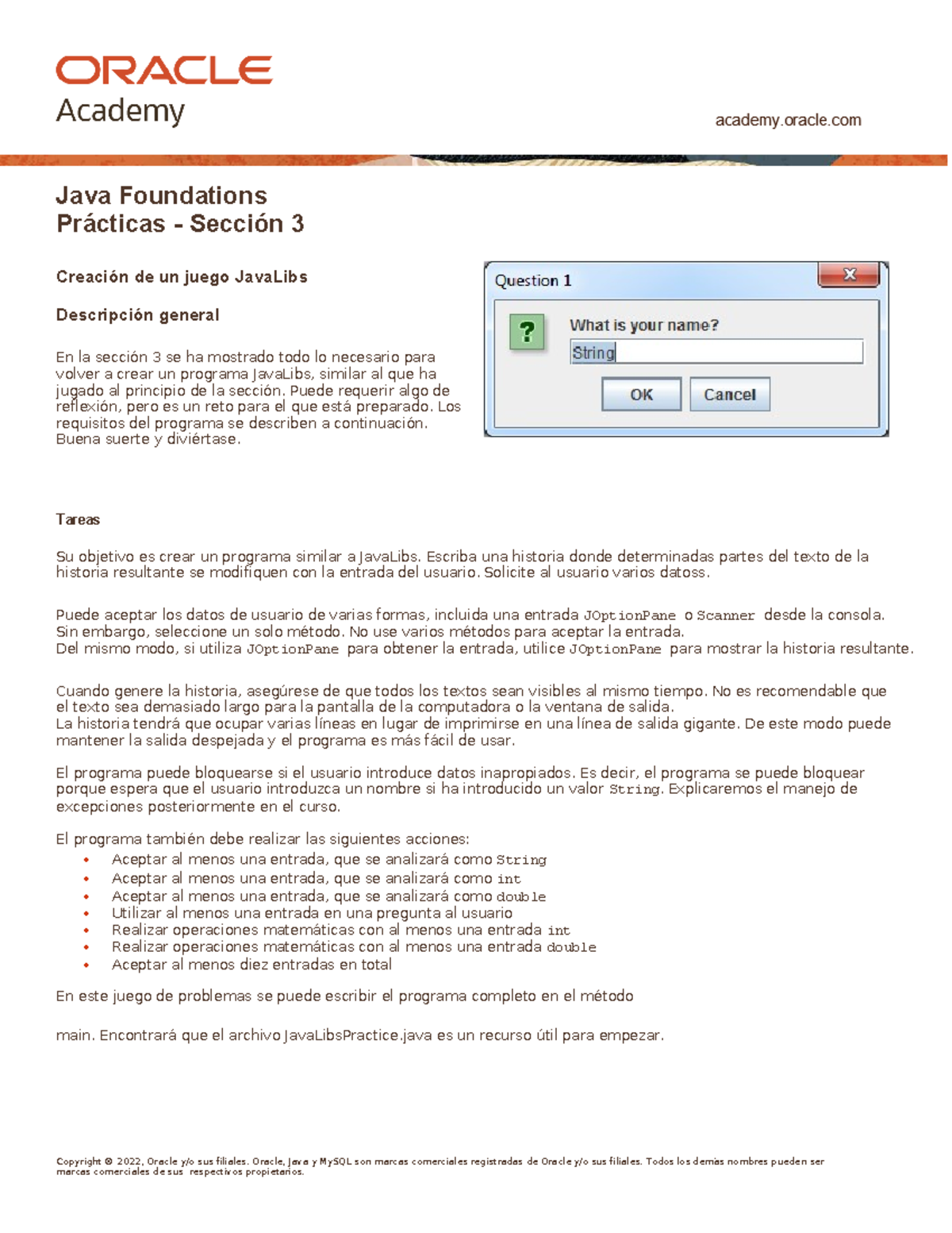 JFo 3 Practice esp - buen aporte - Copyright © 2022, Oracle y/o sus ...