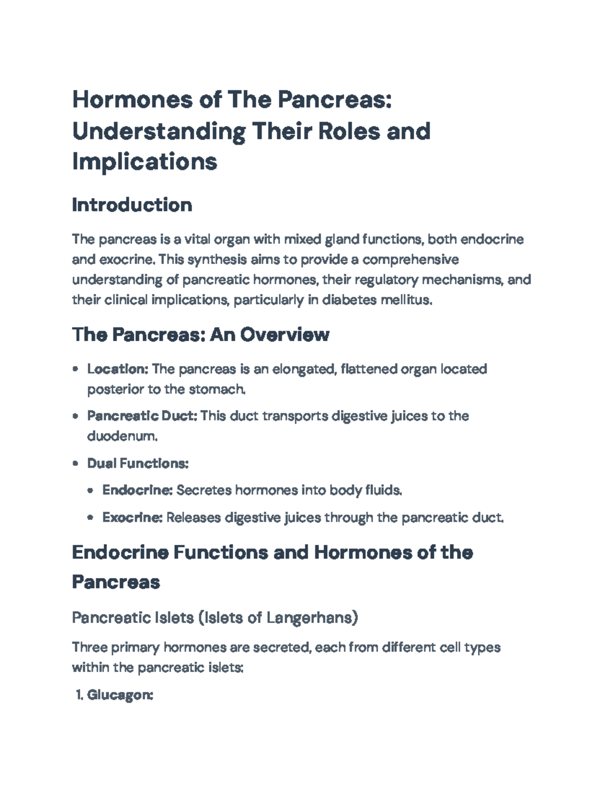 Hormones of the Pancreas: Roles, Regulation, and Clinical Implications ...