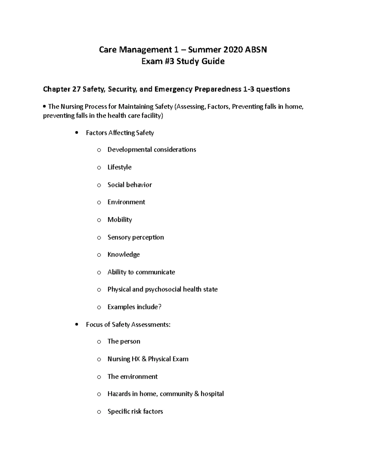 CM1 Final Exam Study Guide: Key Nursing Concepts and Practices - Studocu