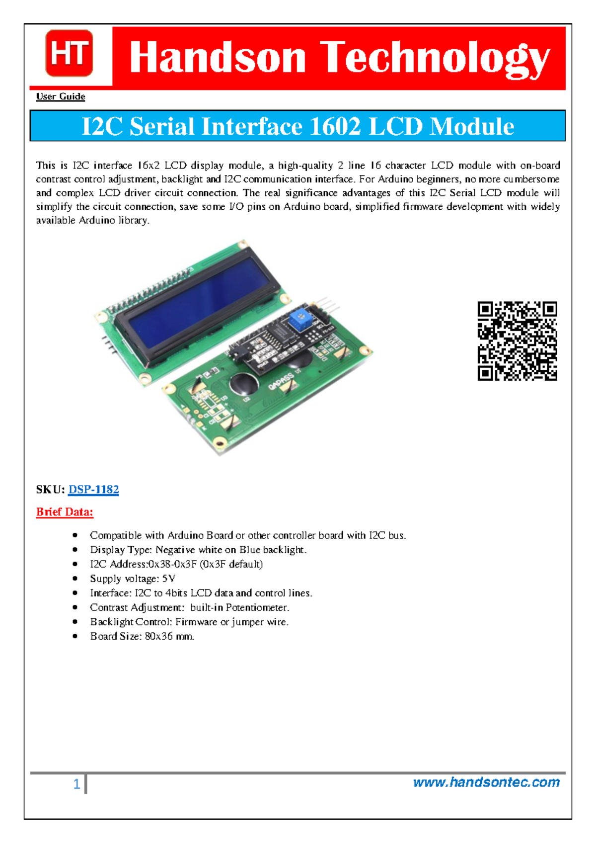 I2C 1602 LCD Module User Guide for Arduino Setup and Usage - Studocu