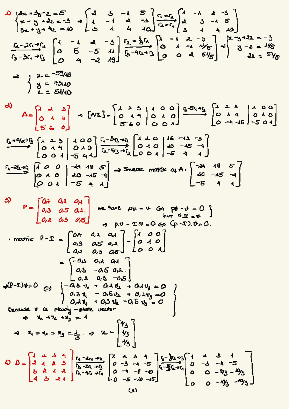 Homework 2 - Linear algebra problems and solutions - Studocu