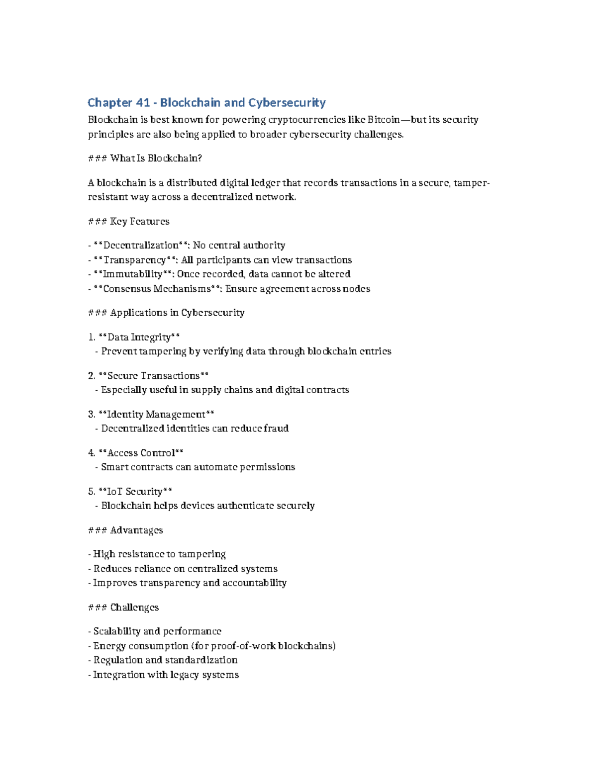 Chapter 41: Blockchain & Cybersecurity Insights and Applications - Studocu